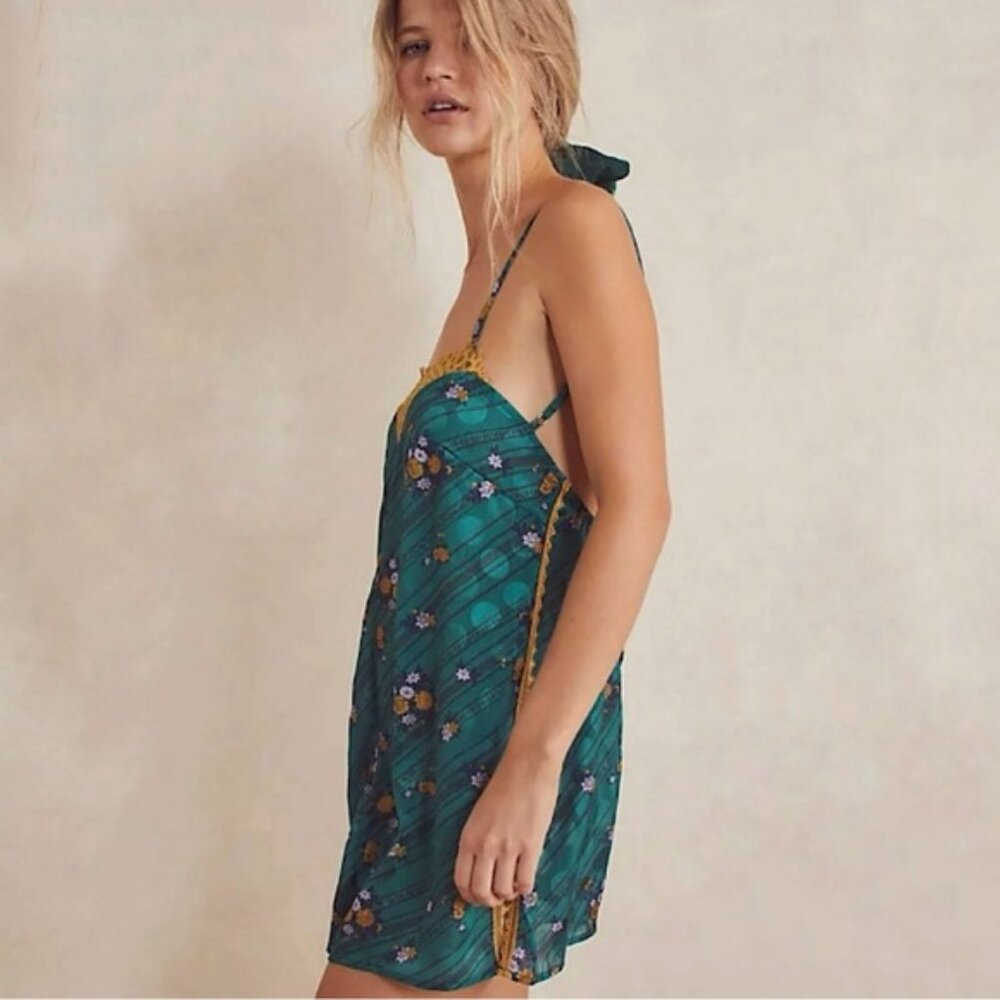 Intimately Free People Be My Baby Romper in Green/Gold Size L